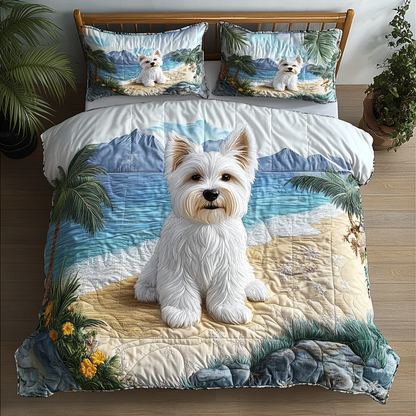 Westie Vibes 3-Piece Quilted Bedding Set NCU0DV455