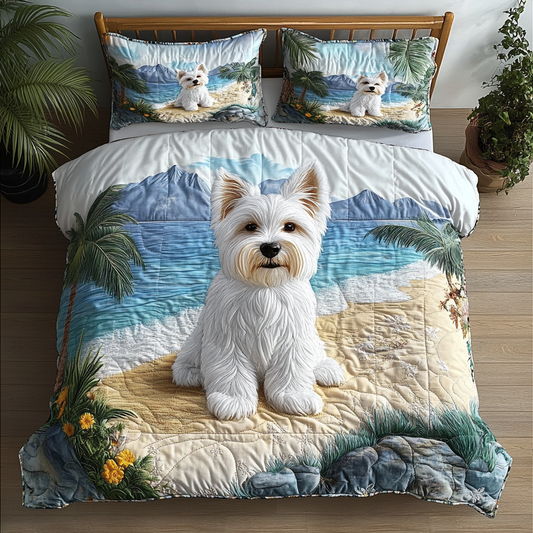 Westie Vibes 3-Piece Quilted Bedding Set NCU0DV455
