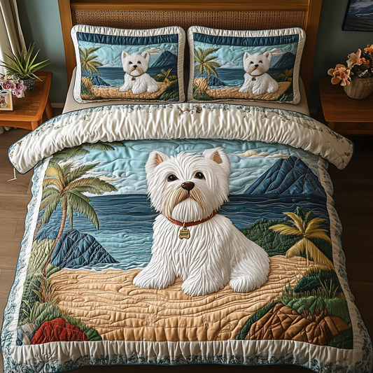 Westie Wonder 3-Piece Quilted Bedding Set NCU0DV450