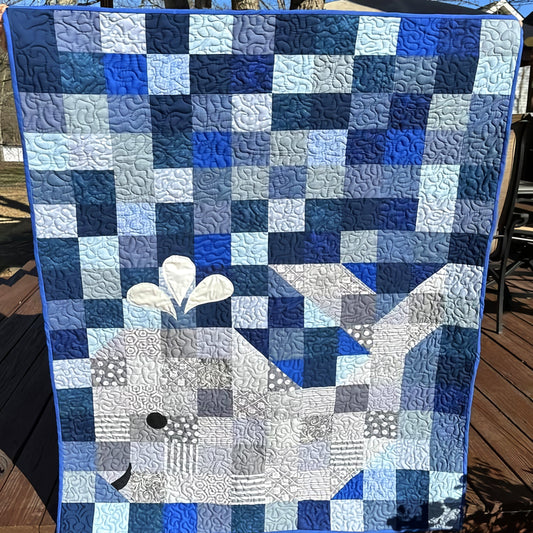 Whale Patchwork Quilted Blanket NCU0TH607