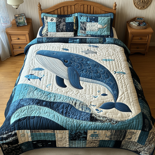 Whale Tale 3-Piece Quilted Bedding Set NCU0NVH162