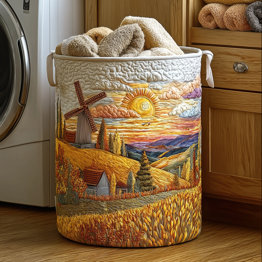 Wheat Fields Quilted Laundry Basket NCU0TH2956