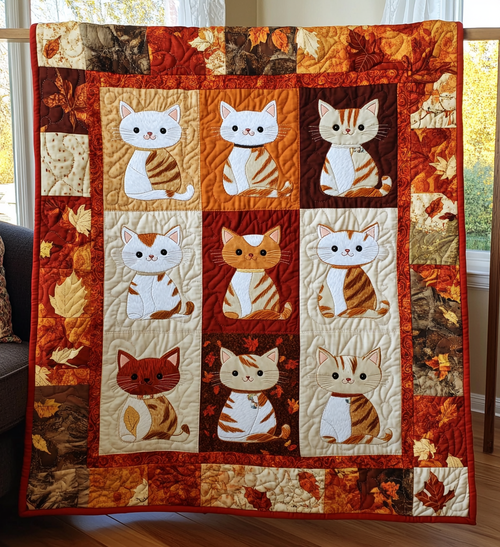 Whimsical Kitten Quilted Blanket NCU0DV443