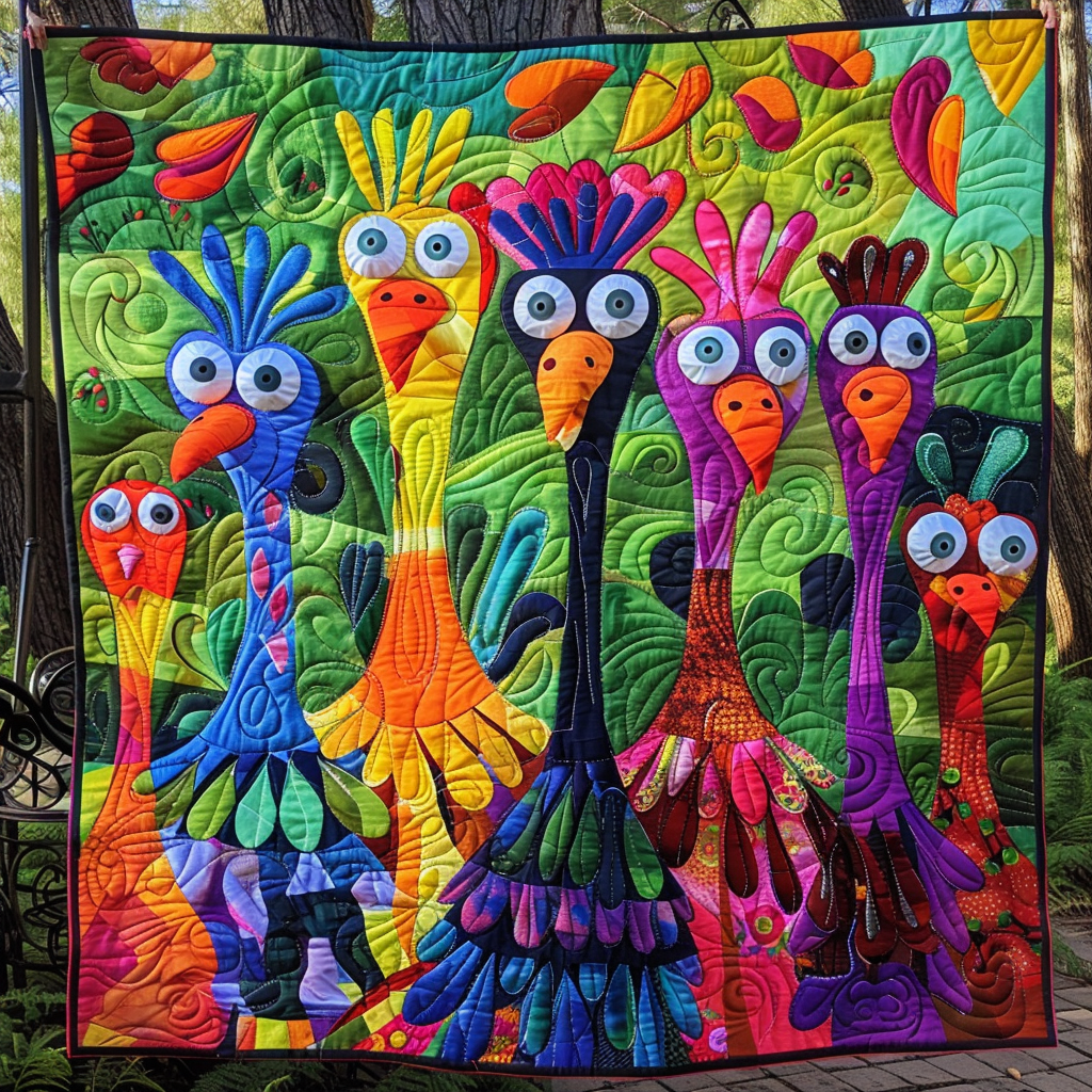 Whimsical Turkey Quilted Blanket NCU0DK319