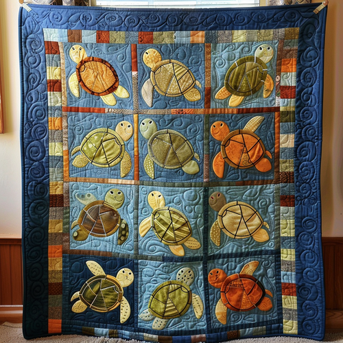 Whimsical Turtle Quilted Blanket NCU0TH660