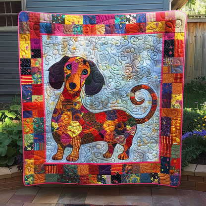 Whimsical Wiener Art Quilted Blanket NCU0TH232