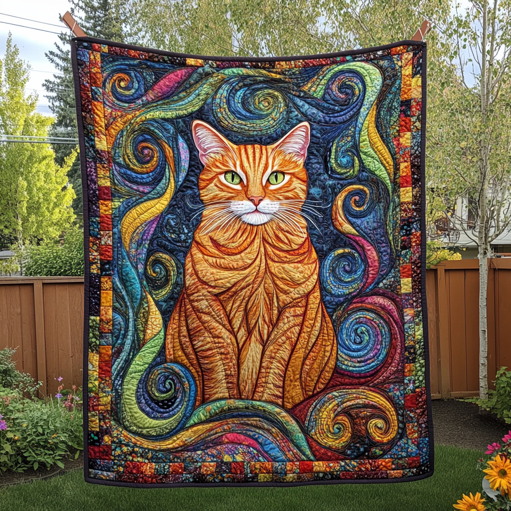 Whimsical Cat Quilted Blanket NCU0PD494