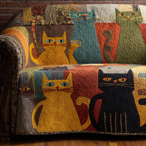 Whimsical Cats Quilted Sofa Cover NCU0DV1872