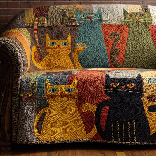 Whimsical Cats Quilted Sofa Cover NCU0DV1872