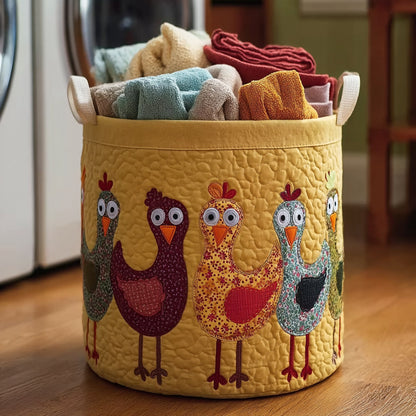 Whimsical Chicken Quilted Laundry Basket NCU0HNH828