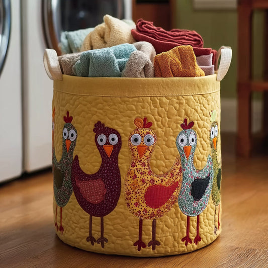 Whimsical Chicken Quilted Laundry Basket NCU0HNH828