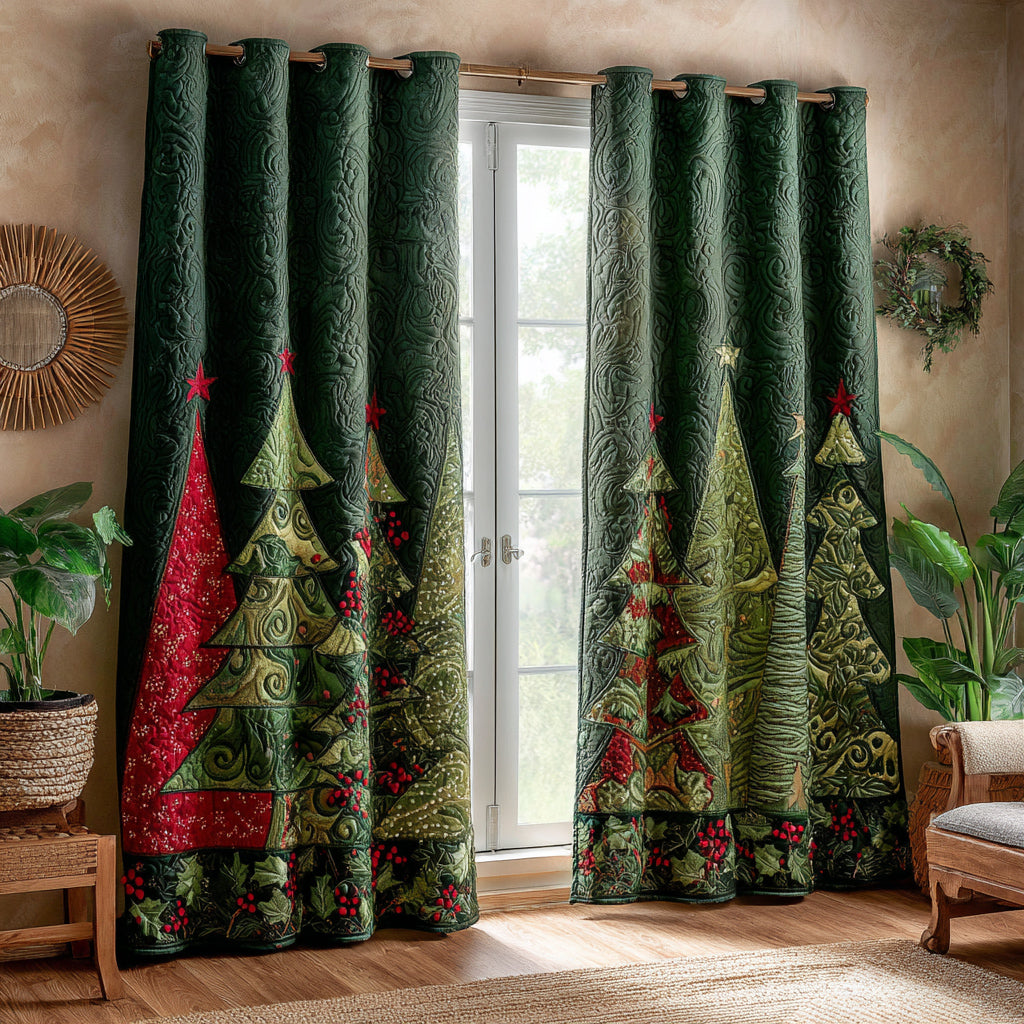 Whimsical Christmas Tree Quilted Curtains NCU0HNH585