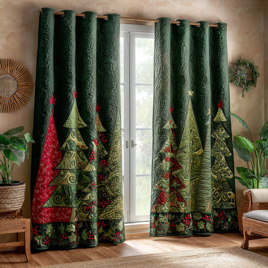 Whimsical Christmas Tree Quilted Curtains NCU0HNH585