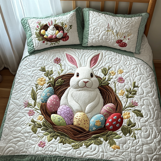 Whimsical Easter Bunny Quilted Bedding Set NCU0DV1942