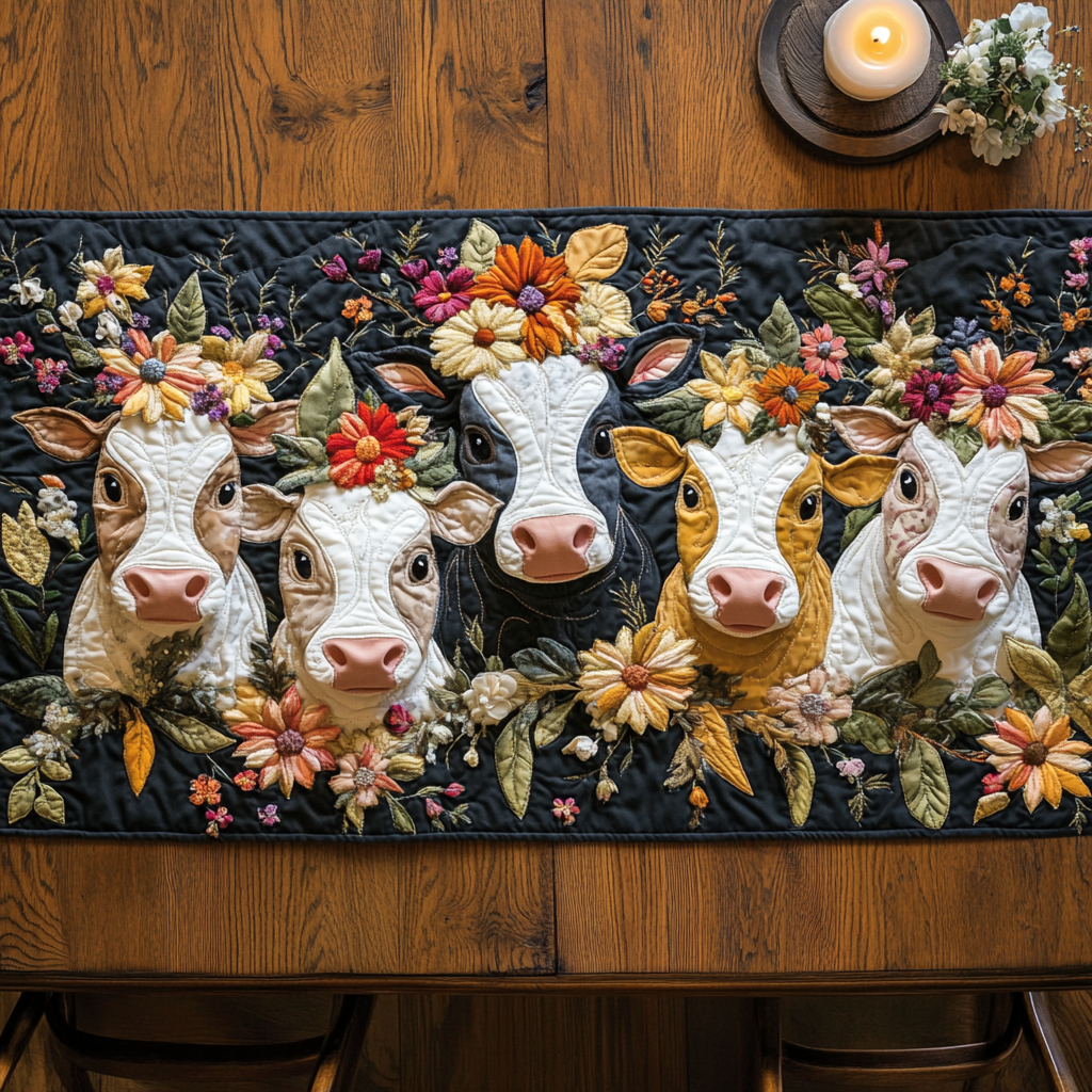 Whimsical Herd Quilted Table Runner NCU0NVH177