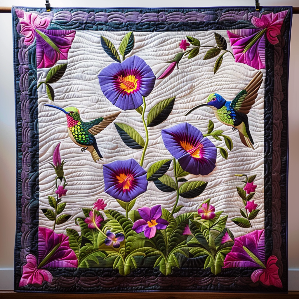 Whimsical Hummingbird Quilted Blanket NCU0PD275