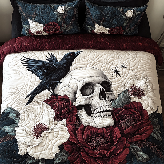 Whimsical Skull 3-Piece Quilted Bedding Set NCU0TL2049