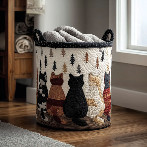 Whimsicat Tails Quilted Laundry Basket NCU0PTT1996