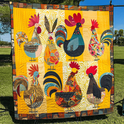 Whimsy Rooster Quilted Blanket NCU0TH967