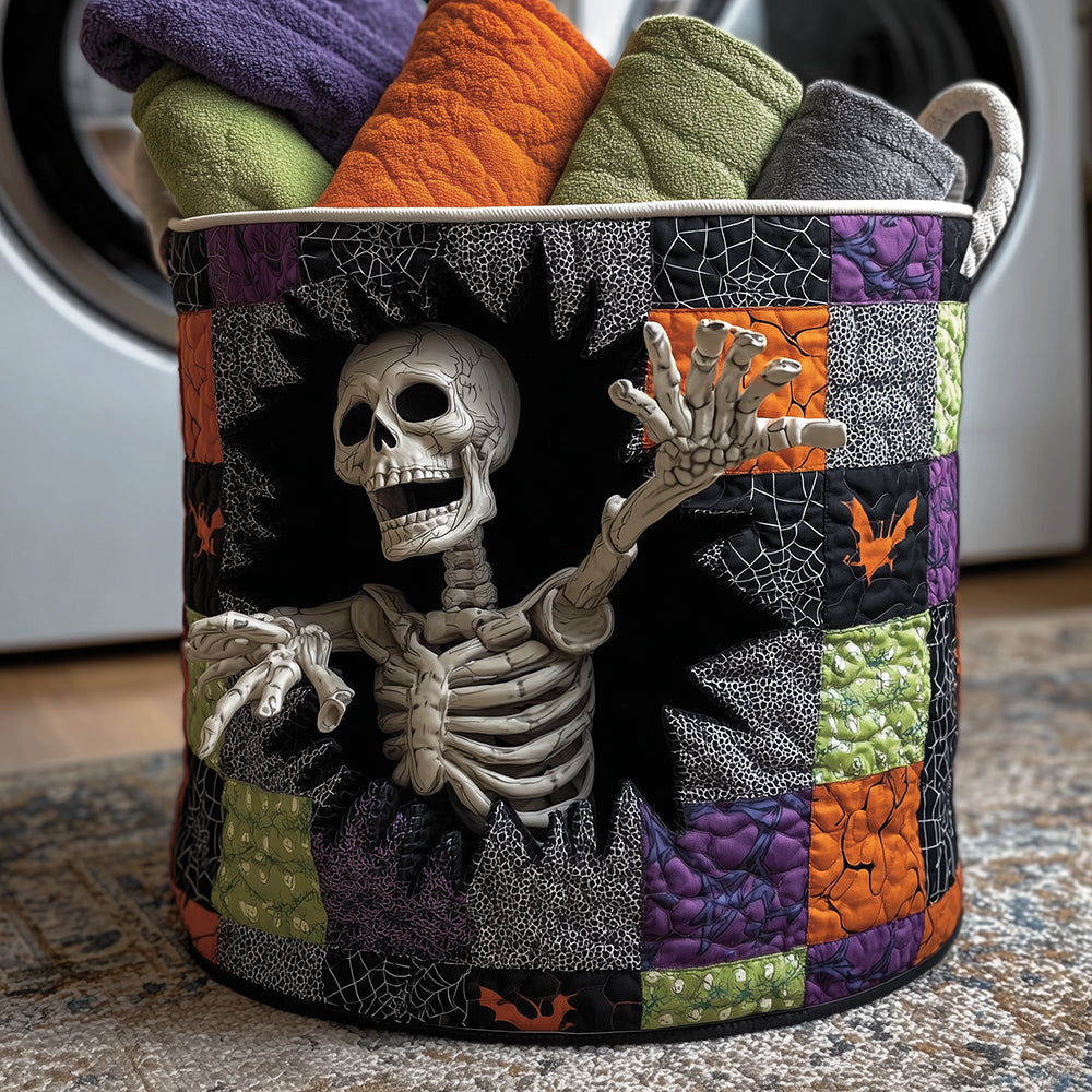 Whimsy Skeleton Quilted Laundry Basket NCU0TH3245