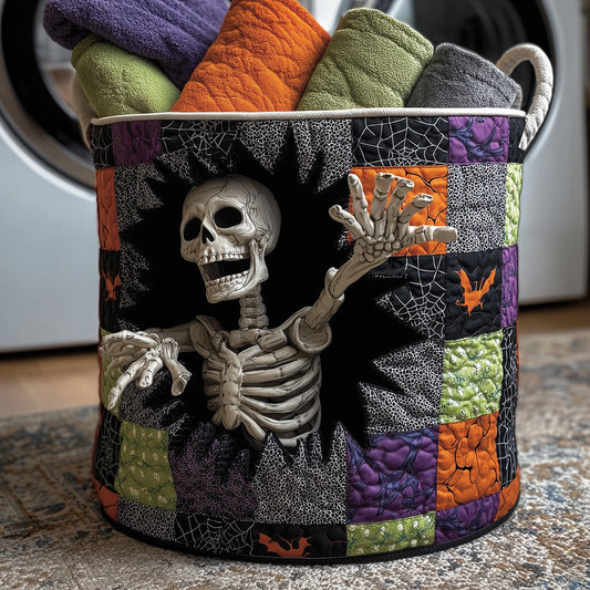 Whimsy Skeleton Quilted Laundry Basket NCU0TH3245