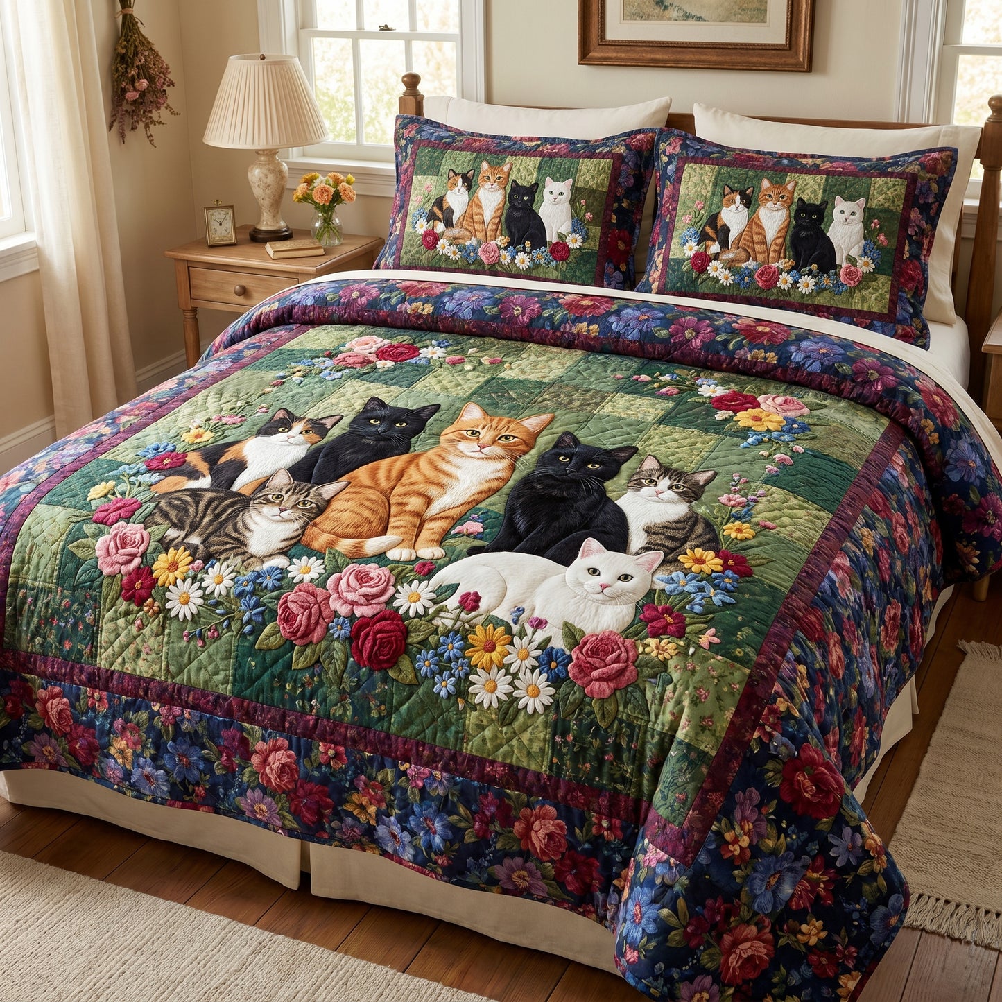 Whisker Cottage 3-Piece Quilted Bedding Set NCU0DV2200