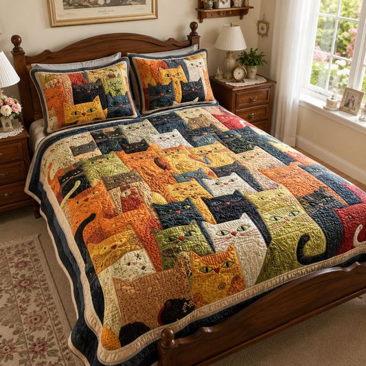 Whisker Parade 3-Piece Quilted Bedding Set NCU0PTT3321