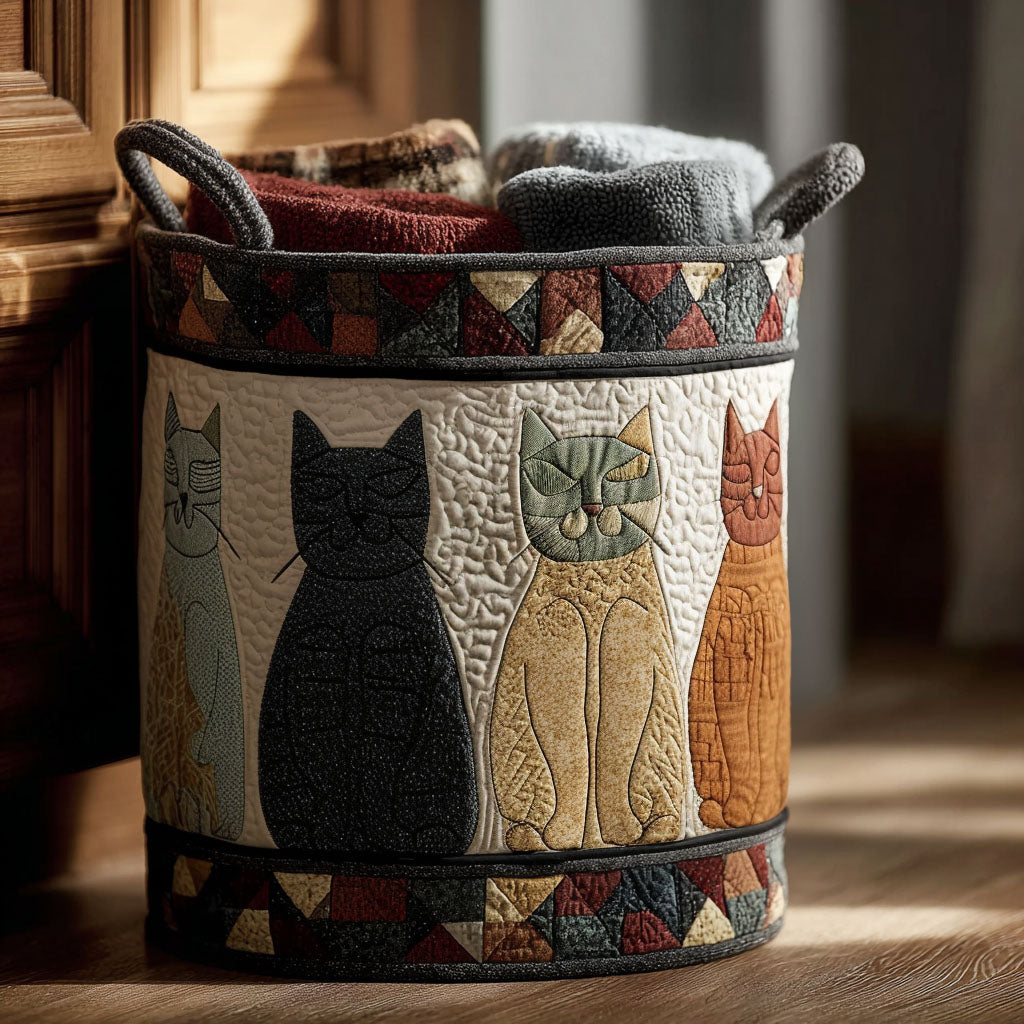 Whisker Parade Quilted Laundry Basket NCU0PTT1907