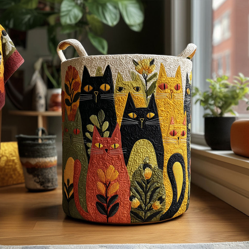 Whisker Patch Quilted Laundry Basket NCU0PTT2133