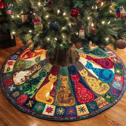 Whisker Wheel Cats Quilted Tree Skirt NCU0NXD1139