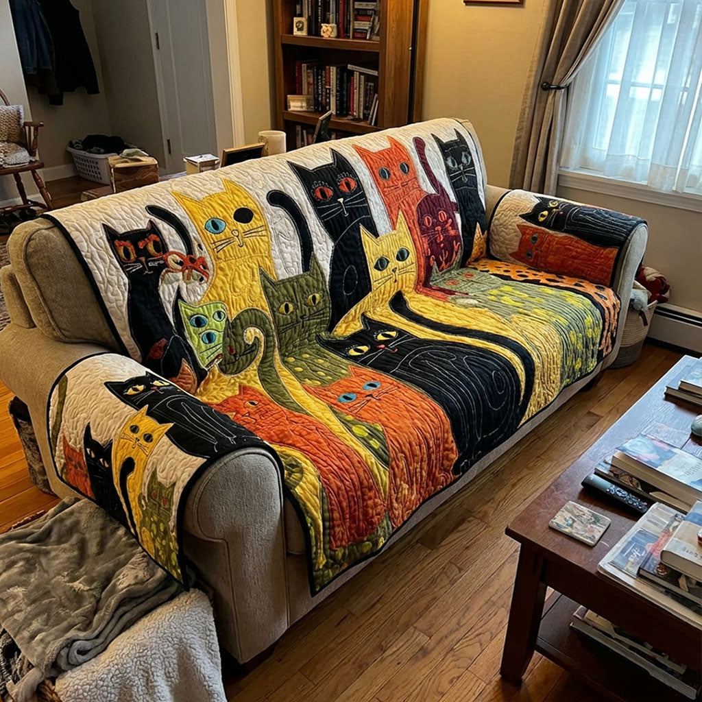 Whiskered Companions Quilted Sofa Cover NCU0PTT2988