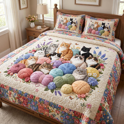 Whiskers And Wool 3-Piece Quilted Bedding Set NCU0DV2205