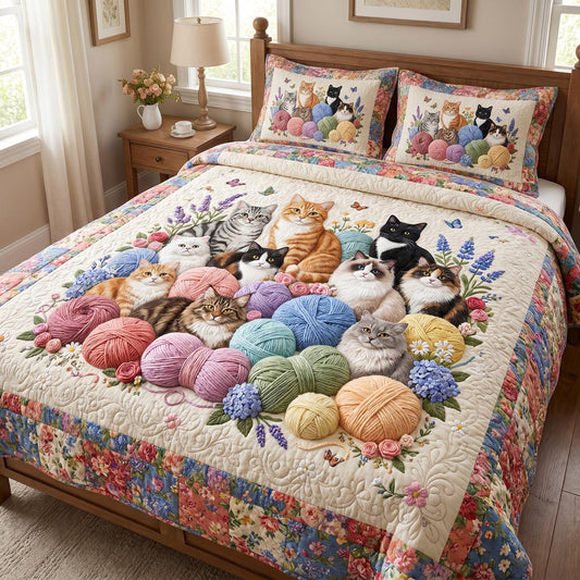 Whiskers And Wool 3-Piece Quilted Bedding Set NCU0DV2205