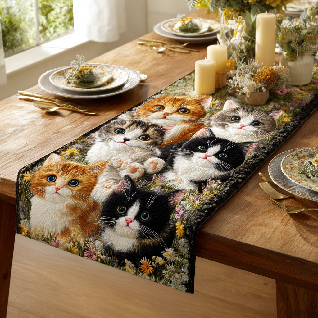 Whiskers Paws Quilted Table Runner NCU0DV1003