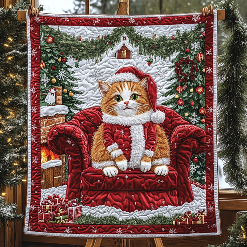 Whiskers Under the Mistletoe Quilted Blanket NCU0DK1508