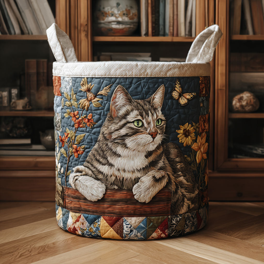 Blooming Cat Quilted Laundry Basket NCU0QN062