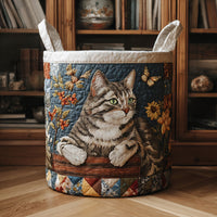 Whiskers in Bloom Quilted Laundry Basket NCU0PTT1948
