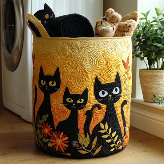 Whiskers in the Garden Quilted Laundry Basket NCU0PTT1175