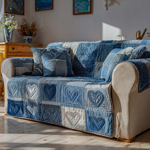 Whisper Hearts Quilted Sofa Cover NCU0NXD1385