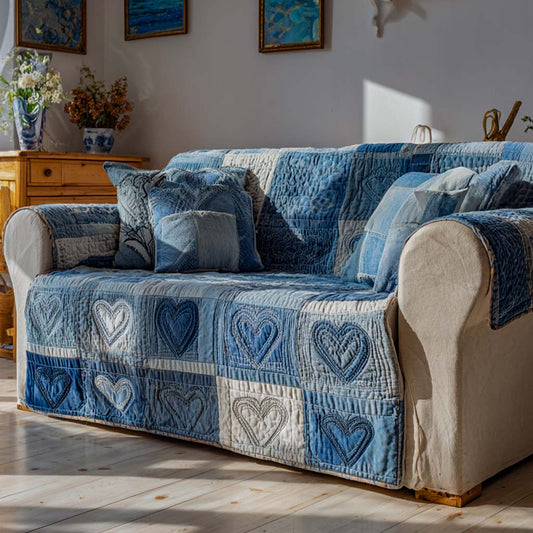 Whisper Hearts Quilted Sofa Cover NCU0NXD1385