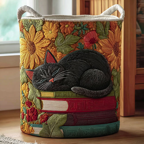 Whispering Cat Quilted Laundry Basket NCU0DDK2149