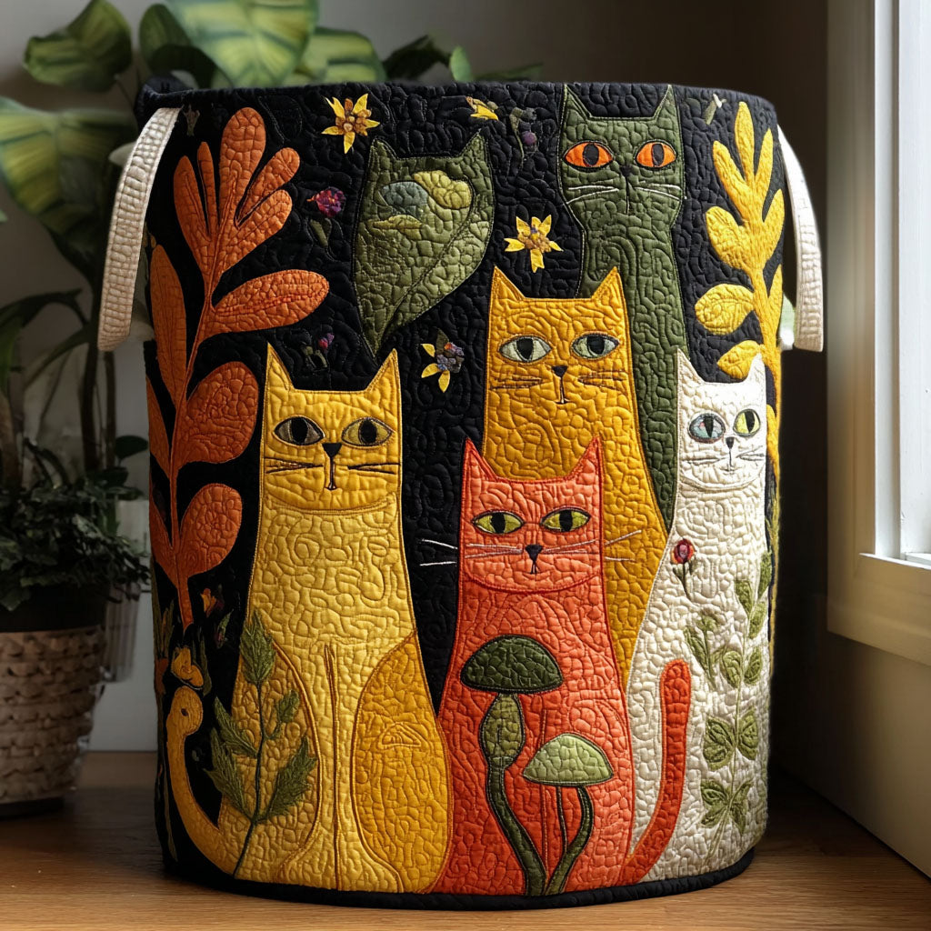 Whispering Cat Woods Quilted Laundry Basket NCU0PTT2391