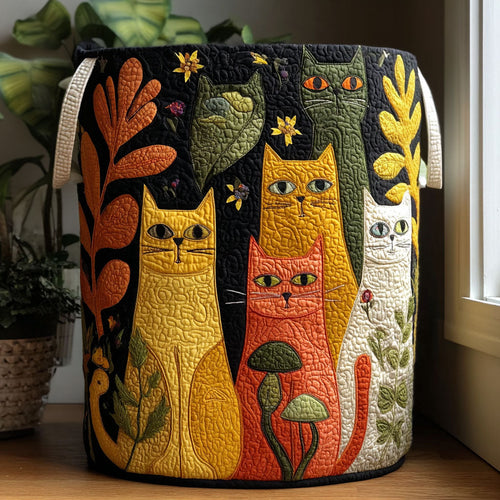 Whispering Cat Woods Quilted Laundry Basket NCU0PTT2391