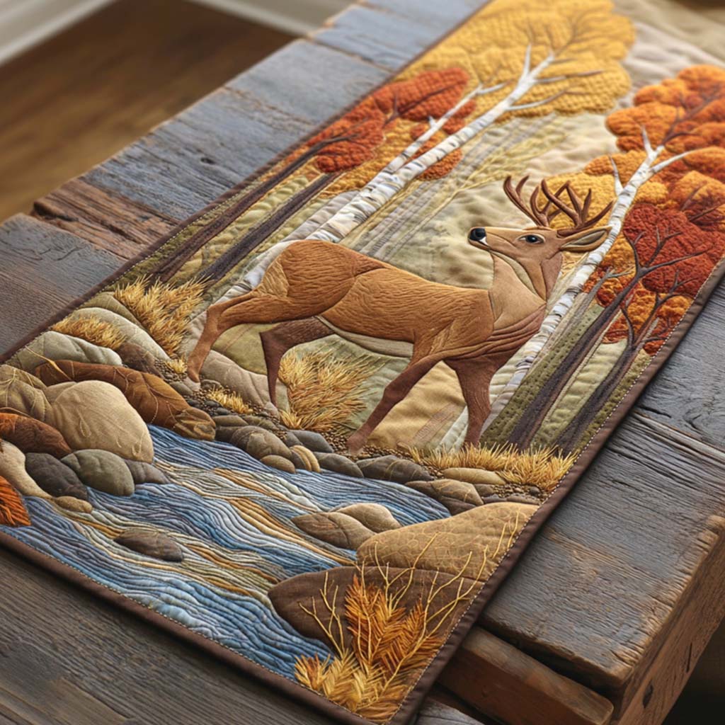 Whispering Creek Stag Quilted Table Runner NCU0NXD570