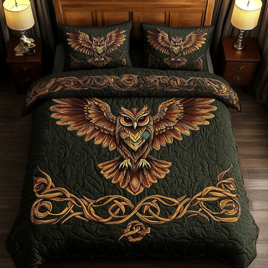 Whispering Feathers 3-Piece Quilted Bedding Set NCU0PTT1289