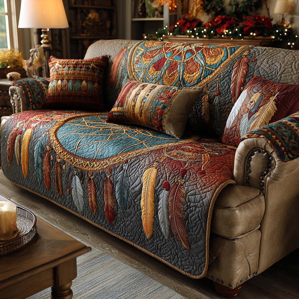 Whispering Feathers Quilted Sofa Cover NCU0NNL230