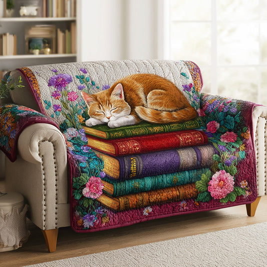 Whispering Pages Cat Quilted Sofa Cover NCU0NTD906