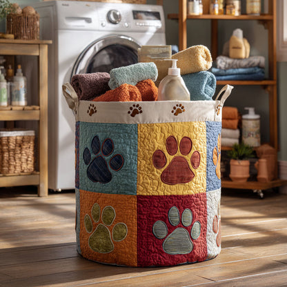 Whispering Pawlight Quilted Laundry Basket NCU0NTV594