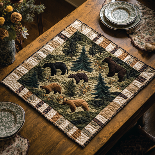 Whispering Pines Bear Quilted Table Topper NCU0PTT888