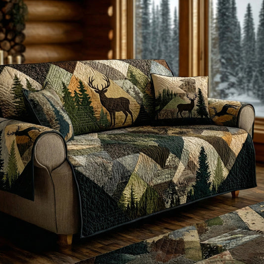Whispering Pines Buck Quilted Sofa Cover NCU0LDH279